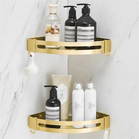 Lot de 2  Etagere Salle de Bain Étagère De Salle De Bain, Rack Triangle De Cuisine Rangement Rack Rack De Salle De Bain Étagère Murale Étagère Murale, Pour Salle De Bain, Cuisine, Chambre Dorée Salle  (1/5)