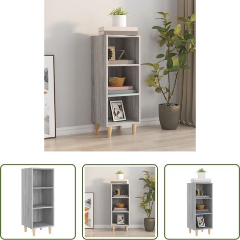 Holzbeine - Sideboard Grau Sonoma 34,5x32,5x90 cm Holzwerkstoff (1/5)