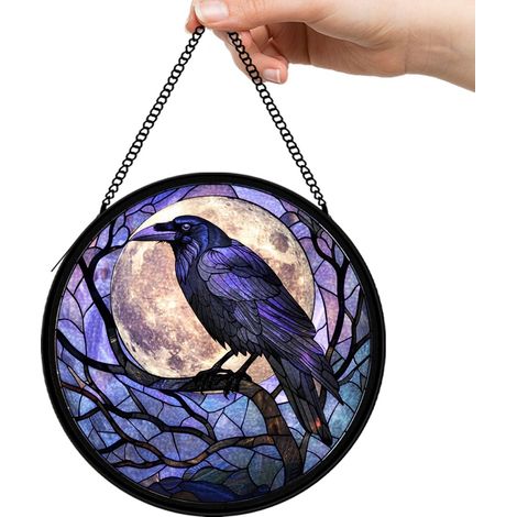 15 cm Décoration attrape-soleil vitrail fleurs papillons oiseaux, panneau fenêtre, cadeau pour maman (1/5)
