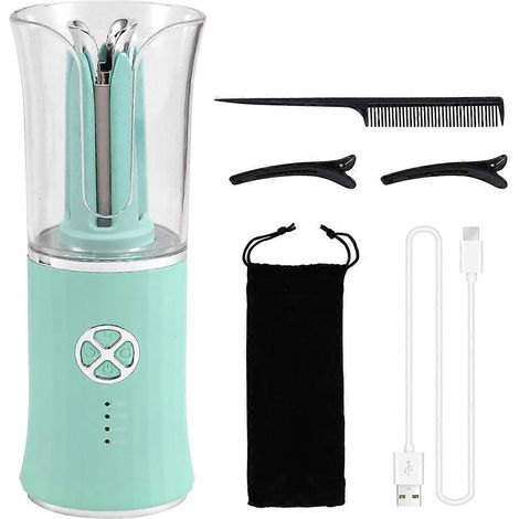 Fer à friser sans fil portable - Chauffage rapide, 4 réglages de température, chargement automatique, protection contre les brûlures (1/5)