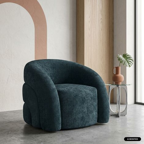Fauteuil organique tissu 1 place bleu foncé - Renbo