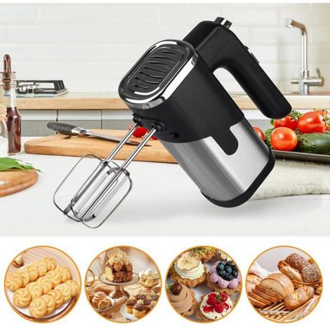 Batteur Électrique - 800 W - 5 Vitesses Réglables - Pour Pâte Crème Œufs Purée - 2 Crochets Pétrisseurs + 2 Fouets - 1 Pièce (1/5)