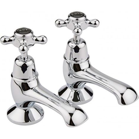 Bayswater Crosshead Dome Bath Taps Pair - Black/Chrome (1/2)