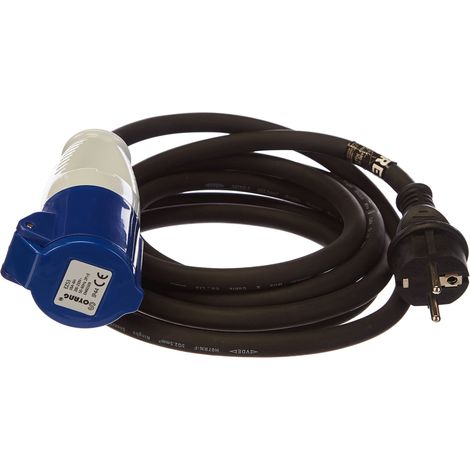 Perel Cavo adattatore, H07RN-F 3G2.5, 3 m, 16 A/230 V, 3680 W, tipo E/F secondo CEE, per uso interno ed esterno, gomma, blu