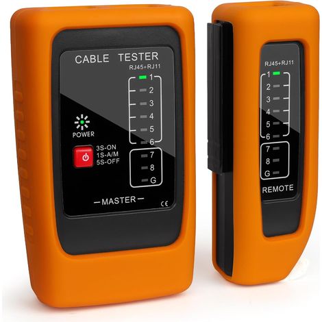 Testeur de Câbles Réseau RJ45 RJ11 avec Test PoE jusqu’à 300 m, Mesure de Longueur de Câble, Détection de Court-Circuit et Défauts, Compatible CAT5 CAT6 CAT7 CAT8, Testeur LAN Ethernet et ISDN (1/5)