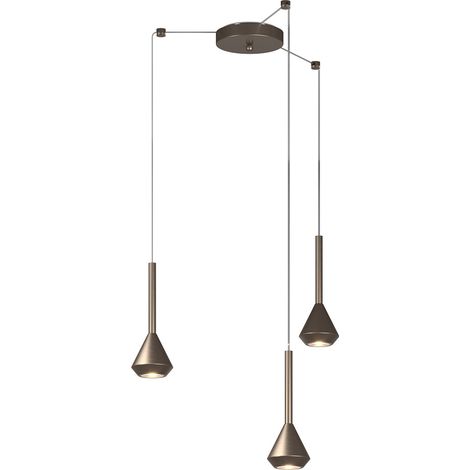 Lampadario Moderno Aygo Metallo Bronzo 3 Luci Gu10