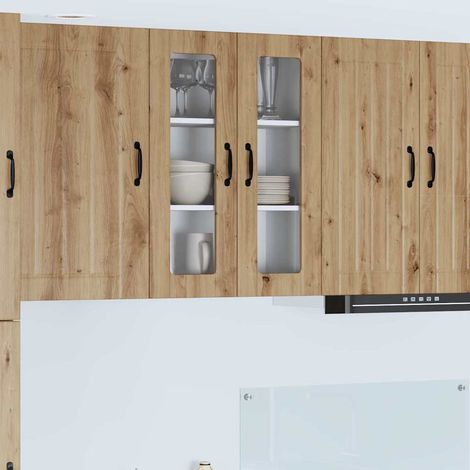 vidaXL Mobile in vetro da parete LUCCA Rovere Artigianale