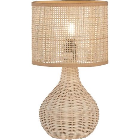 Lampe à poser NATURE E14 1x25W bois de vigne, corde de vigne naturelle H: 37cm Ø20cm avec interrupteur cordon (1/2)