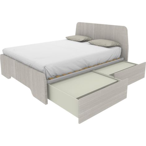 Letto matrimoniale 160x200 con testate sagomate e cassettoni - Rovere rock