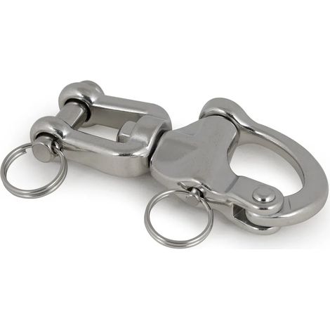 Due clip a sgancio rapido in acciaio inox con forcelle girevoli, 87 mm. (1/4)