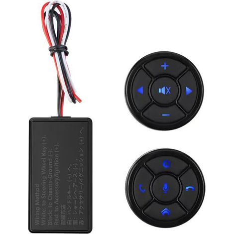 Jeffergarden Télécommande sans fil multifonction pour volant de voiture, bouton avec 2 formes rondes pour lecteur multimédia DVD, navigation GPS (1/4)