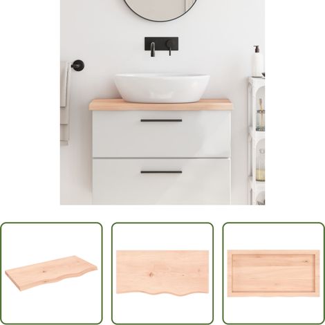 vidaXL Plan de travail de salle de bain - Comptoir de salle de bain 80x40x(2-4) cm bois massif non traité (1/5)
