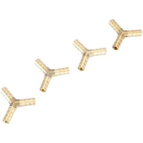 4 connettori a T a 3 vie in ottone da 8 mm, a forma di Y, per collegamenti di aria, gas e acqua. (1/4)