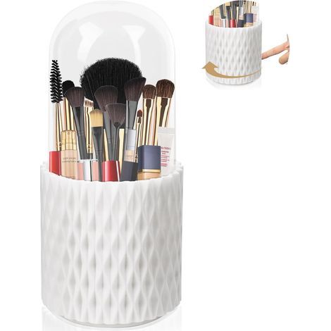 Make-up-Organizer, 360°-Aufbewahrung für Pinsel mit Deckel, drehbarer Make-up-Pinselbehälter mit 5 Fächern, Make-up-Pinselhalter (1/5)