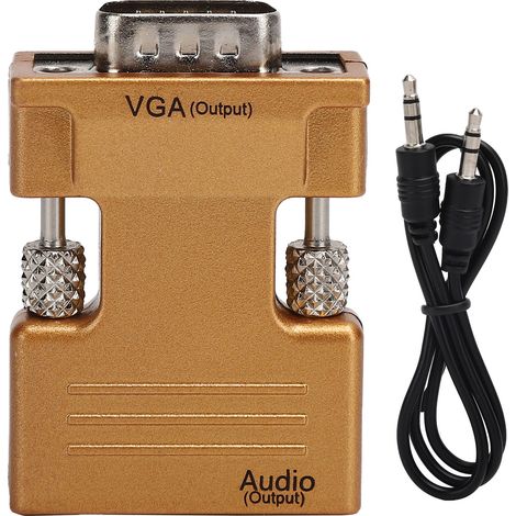 Adaptateur Hdmi Vers Vga - Connecteur Plaqué Or Avec Sortie Audio - Pour Ordinateur Et Projecteur - 1 Pièce (1/5)