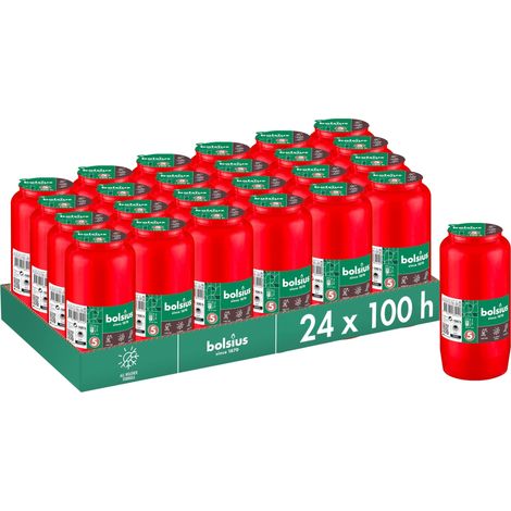 Lot de 24 bougies funéraires - Rouge - Durée de combustion: 4 jours - Bougie funéraire et mémorial (1/5)