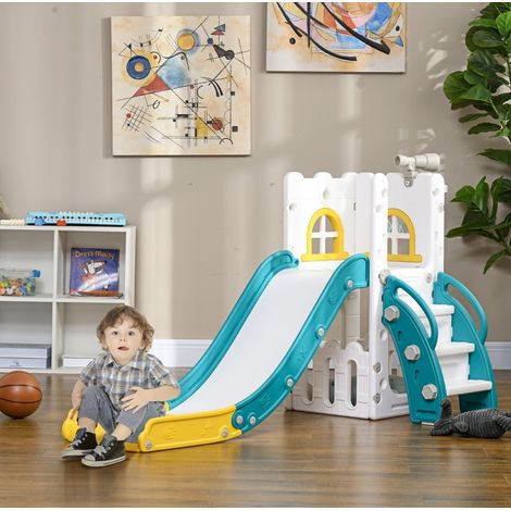 Toboggan enfant 70x177x92 cm en plastique jaune 4 en 1 para la habitación del niño – MEUBLIV (1/5)