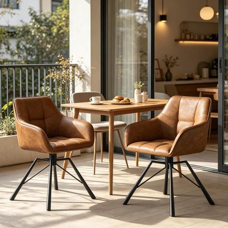 Sedie girevoli da pranzo in pelle sintetica marrone OKMYHOME (1/5)