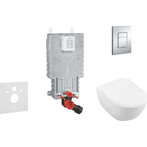 Grohe Uniset - Vorwandinstallationsset, WC mit Sitz Subway 2.0, DirectFlush, SoftClose, CermaicPlus, Betätigungsplatte Skate Cosmo, Chrom 38643SET-KI