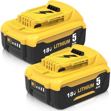 2X DCB184 Rechange pour DeWalt Batterie 18V 5,0Ah DCB182 DCB180 DCB184 DCB200 DCB182 DCB181 DCB201 (1/5)