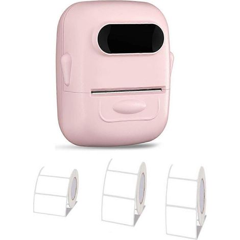 Imprimante d'étiquettes thermique sans encre, autocollant nominatif rose -- (1/5)