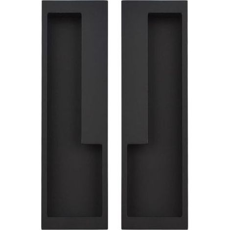 Lot de 2 poignées de porte coulissante encastrées en alliage d'aluminium, 20 cm, modernes et simples pour tiroir de grange, placard, armoire/noir mat (1/5)