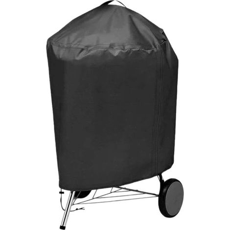 Housse ronde pour barbecue, tissu Oxford 420D, imperméable, coupe-vent, résistante aux UV, noire, 71 x 68 cm (1/5)