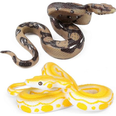 Lot de 2 figurines de serpents en caoutchouc réalistes, accessoires de farces pour Halloween, efficaces pour effrayer les oiseaux et les écureuils. (1/5)