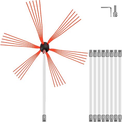 Brosse de Cheminée de 9 Mètres Kit de Ramonage En nylon pour Poêle à Pellet pour Nettoyer Cheminées en Métal ou en Brique (1/5)