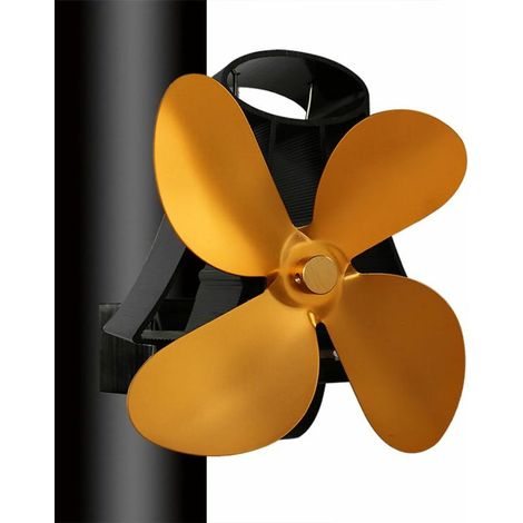 Ventilateur de poêle à bois ventilateur de poêle ventilateur soufflant ventilateur de poêle à bois or 4 pales Accessoire de cheminée et poêle