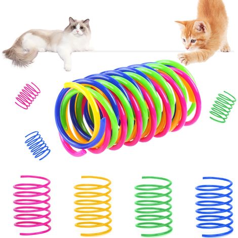 Jouet de Chat à Ressort, 24pcs Coloré Printemps Jouet de Chat sans BPA, Jouet Chat interactif, Jouet interactif en Spirale en Plastique pour la Chasse et la Morsure (1/5)