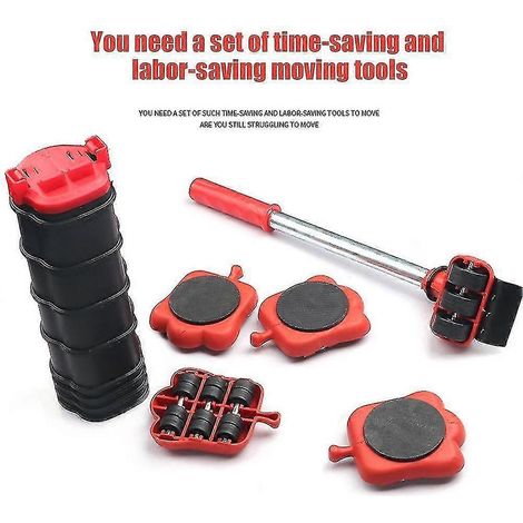 Kit de déménagement de meubles en 13 pièces avec patins à roulettes, levier de levage et rallonge – outil de déplacement pour objets lourds (1/4)