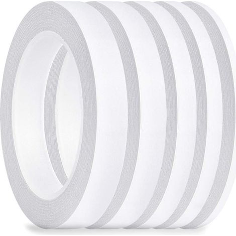 Pack of 5 Double-Sided Multi-Use Strong Strong Sticky Tape for Office/Crafts/Sewing, 25 m Each Roll (Width: 6 mm/9 mm/12 mm/15 mm/18 mm) (1/5)