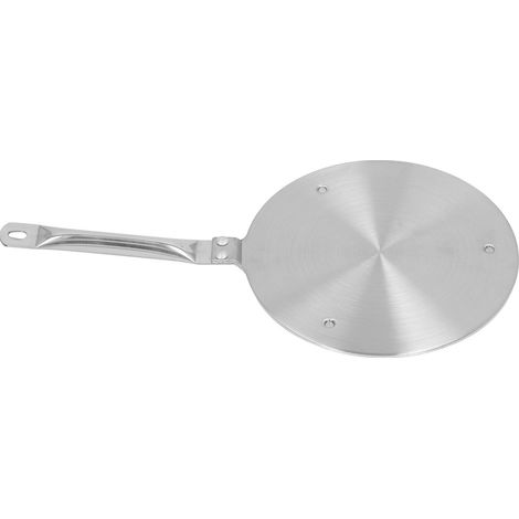 Adaptateur induction 22cm avec poignée, plaque transfert chaleur pour cuisine, compatible induction, acier aimanté (1/5)