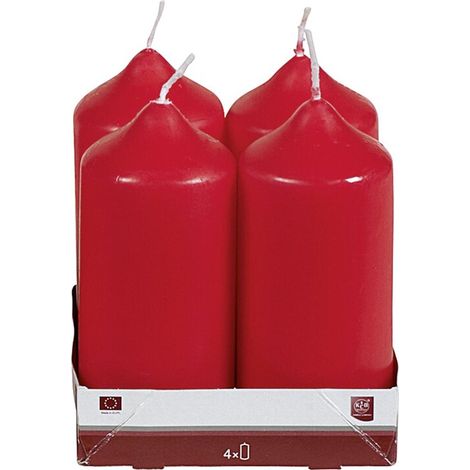 Heider GmbH Stumpenkerze 11cm Ø5cm rot 4 Pack - 10 Stück