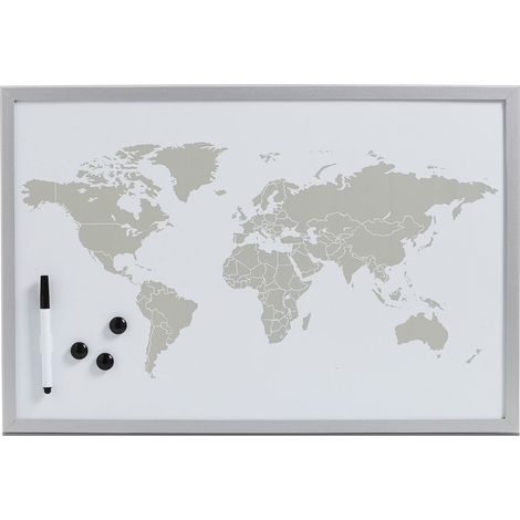 Magnettafel World + 3 Magnete, weiß, 60 x 40 cm, ZELLER