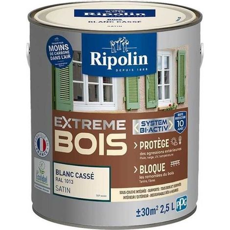 Pintura para madera Extreme - Blanco roto RAL 1013 satinado - RIPOLIN - 2,5 L (1/3)