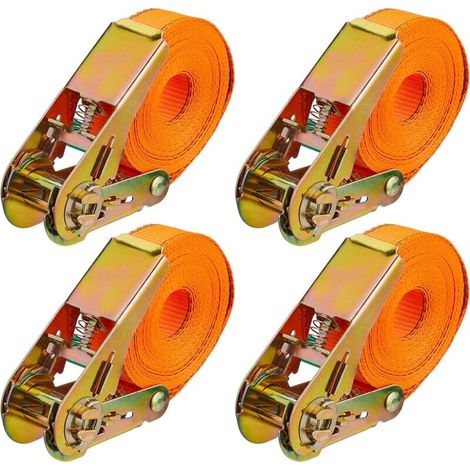 Bardusch-– lot 4 sangles cliquet – 500 kg – indéchirables – voiture/remorque – orange (1/5)