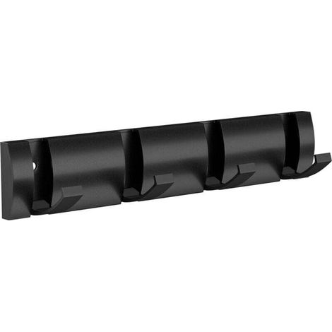 Porte Manteau Mural Noir, Moderne Porte Manteau Salle de Bain avec 4 Pliant Crochets, Métal Patere Porte Manteau pour Entrée, Chambre à Coucher, Salon, Couloir (1/4)