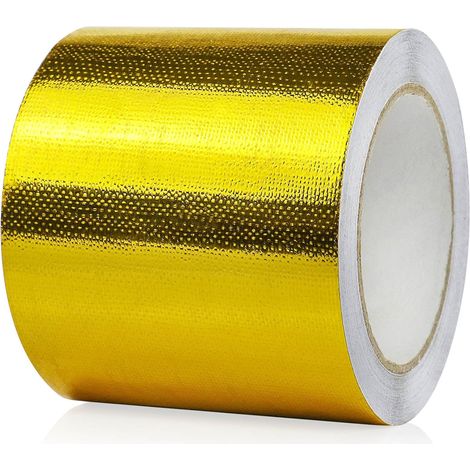 Ruban Adhésif Aluminium renforcé, doré 100mm x 20m Bande d'étanchéité Étanche Feuille, ruban d'aluminium de réparation, haute temperature pour la réparation, l'isolation (1/5)