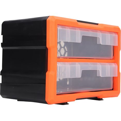 Boîte de rangement pour visserie, 2 tiroirs, grande capacité, pour outils et accessoires. (1/5)