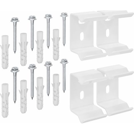 Oval Column Radiator Horizontal Wall Mounting Bracket Kit Fittings Set White (1/4)