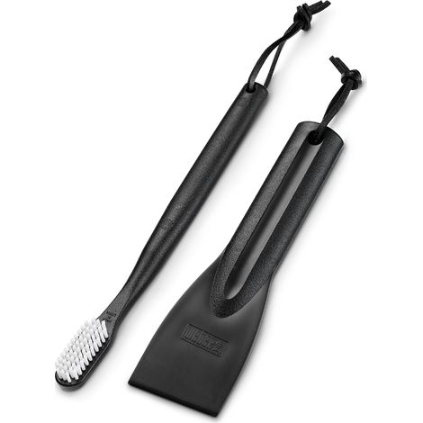 Weber – Kit de nettoyage barbecue à gaz 6202 – Ensemble 2 pièces – Brosse souple et grattoir en plastique – Couleur noire