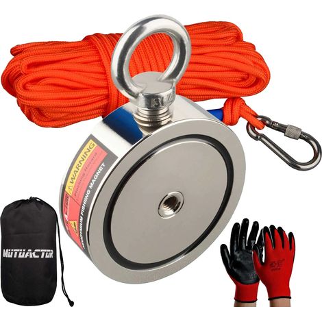 Aimant, force d'attraction de 350 kg, forme de bloc, Argent, Force de traction verticale (1/5)