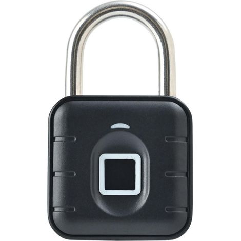 Smart Lock Smart-Vorhängeschloss – Robustes und langlebiges Vorhängeschloss für Gepäck, Kofferraum und Türen – CR2032 – Knopf-Fingerabdruckschloss – Schwarz