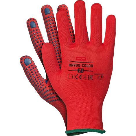 Arbeitshandschuhe mit PVC Noppen rot 7