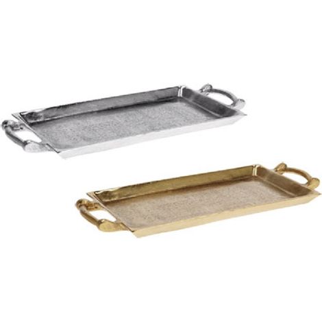 1 Pezzo Vassoio da Tavola in Metallo con Manici 45 x 20 cm 2 Colori (1/2)