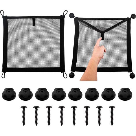 Filet de rangement non élastique pour camping-car, bateau, bus, 40x35cm, noir, lot de 2 (1/5)