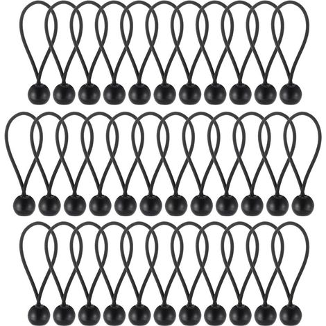 30×Noir Bungee Tendeur Boule Corde Elastique pour Bache, Elastique Crochet Portable Durable pour bannière, Bâches, Pavillons, Tentes, Idéales pour Camping et Canotage (1/5)
