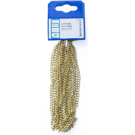 Catena ritorta pretagliata Ø 0,8 mm. in acciaio ottonato 2,5 mt.